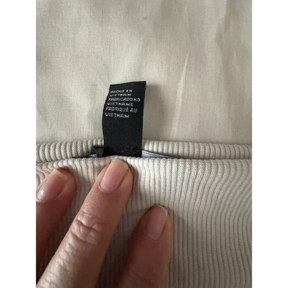 Forever 21 Women Size Small Ribbed Long Sleeve Top Beige Ruched Side Mock Neck - Picture 4 of 15